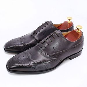 High-quality Custom Men's Formal <b>Shoes</b> with Pointed Toe Breathable Waterproof Lace-up Closure-fashionable Luxurious Brown <b>Shoes</b> - Product Image 2