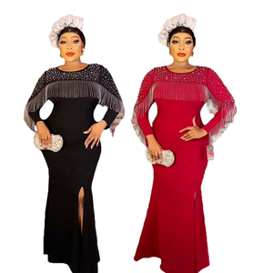 Robe de soirée longue en polyester avec strass, de qualité supérieure, pour femmes africaines, style Kanga, élégante, en stock - Product Image 4
