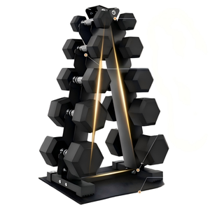 Venta Directa de Fábrica: Juego de Mancuernas Hexagonales con Soporte, 150 lbs, 5 lb, 10 lb, 15 lb, 20 lb, 25 lb, Mancuernas Hexagonales de Goma - Product Image 4