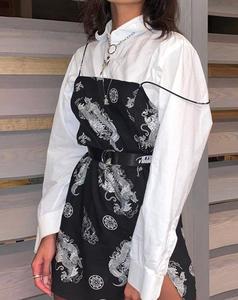 Vestido Corto Estilo Chino WEIXIN para Mujer, con Abertura Lateral, Estampado de Dragón Negro - Product Image 2