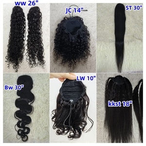 Letsfly Vente en gros Extensions de cheveux humains vierges brésiliens 9A 10A 30 pouces, type queue de cheval à cordon de serrage/enroulable, pour femme noire, 100% cheveux humains - Product Image 2
