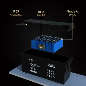 ゴールデンサプライヤー12V100Ah200Ahリチウム電池パックソーラーRVキャンプマリン用エネルギー貯蔵電池