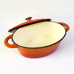 <span class=keywords><strong>Cocotte</strong></span> ovale couverte d'émail à haute brillance <span class=keywords><strong>Four</strong></span> hollandais en fonte 7L avec couvercle - Product Image 4