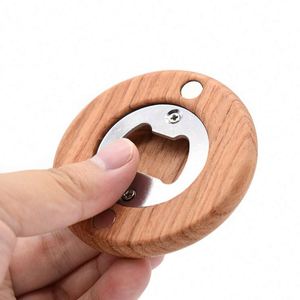 Customizable LOGO Round Wooden Handle Beer Bottle Opener - Product Image 5