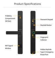 Serrure de porte intelligente WiFi Sinovo modèle F6 en alliage d'aluminium avec application Tuya, stockage cloud, sécurité de niveau C, économique pour porte en bois