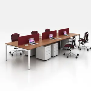 Tavolo da tavolo allungabile in melamina laminato piano tavolo 6 persone stazioni di lavoro moderne nella scrivania