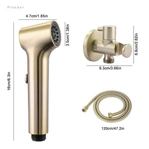 PINEBAY Modern Bathroom ABS Plastic Handheld Douche Spray Shower WC Brushed Gold Toilet Shattaf Woman <strong>Bidet</strong> <strong>Sprayer</strong> with Valve - Product Image 2