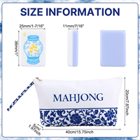 Ensemble de tuiles de mahjong de luxe moderne Chinoiserie avec sac de transport, 160 tuiles de mahjong gravées en cristal bleu, jeu de société classique pour adultes et familles