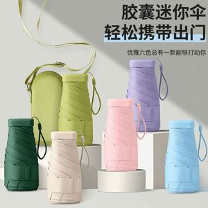 Parapluie portable mini pliable 6 volets anti-UV avec cadre en alliage d'aluminium, petit format de poche pour femme, étui rigide inclus, promotionnel - Product Image 5