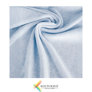 <b>Blue</b> Color Premium 240gsm Cotton Knitted Velour Fabric 80% Cotton 20% Polyester Wholesale 180cm Fabric Roll OEM Service - Product Image 1
