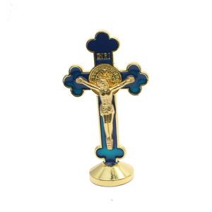 Icono de cruz de Jesús religioso católico, estatuas de Metal, colores caídos al óleo - Product Image 5