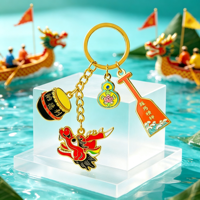 Porte-clés en métal personnalisé style chinois, thème bateau du dragon, multi-breloques, culture traditionnelle, objet de collection, pour sac de vacances