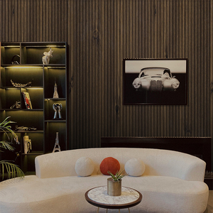 Panel de pared de fondo de entrada de habitación de Hotel personalizado grano de madera WPC venta al por mayor clásico fácil de instalar construcción rápida - Product Image 2
