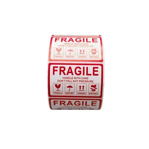 Self-adhesive Shipping Labels 60mm*40mm Red Careful And Warning Stickers Dangerous Custom Box Stickers