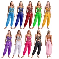 Danse du ventre Sequin Crop Tops Pantalon Costume Festival Club Rave Tenues fantaisie