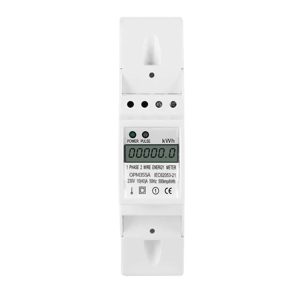 Open Electric 230V 35mm Single Phase Din Rail LCD Digital Display Electricity Power Consumption Energy Watt Meter Wattmeter Kwh