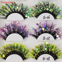 Cils en volume russe lumineux avec paillettes colorées, vente en gros, best-seller, avec boîtes à cils vides