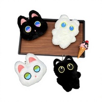 Pendentif en peluche chat noir unisexe le plus vendu avec rembourrage en coton PP, porte-clés chaton mignon qui couine pour les 14 ans et plus