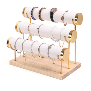 Fabbrica diretta tre strati quattro strati di velluto grigio <span class=keywords><strong>rosa</strong></span> bracciale orologi di stoccaggio Display gioielli Stand supporto prezzo all'ingrosso - Product Image 5