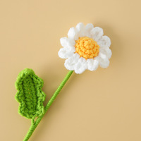 Bouquet de marguerites en crochet, fleurs artificielles finies, décoration d'intérieur, cadeau pour mariage ou fête, fournitures artisanales