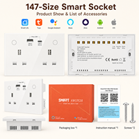 Enchufe de Pared Inteligente Universal Personalizable para UE y Reino Unido con USB Tipo A y Tipo C, Control por Aplicación Tuya, Wifi, Zigbee, 20A, Colores Blanco, Negro, Gris y Dorado