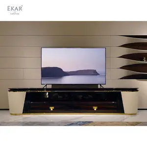 Gold Mirror Steel TV Stand with Hardware Accents