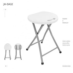 <span class=keywords><strong>Banc</strong></span> pliable <span class=keywords><strong>blanc</strong></span> avec cadre en métal, 1 <span class=keywords><strong>banc</strong></span> populaire américain et américain, facile à transporter, <span class=keywords><strong>petit</strong></span> tabouret rond et pliant - Product Image 1