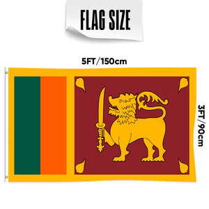 Bandera de Sri Lanka de 3x5 Pies de Poliéster con Dos Ojales de Latón, de Una Sola Capa, para Decoración Interior y Exterior - Product Image 2