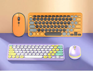 Colorful Typewriter Round Keycaps Keyboard Clavier Et Souris Sans Fil 2.4G Cute <b>Mouse</b> Keyboard and <b>Mouse</b> Kit - Product Image 5