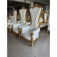 Chaise Trône de Luxe Royale Moderne à Dossier Haut, avec Cadre en Bois Massif Doré, Durable, Blanc Rose Rouge, pour Mariée, Hôpital, Parc, Sous-sol