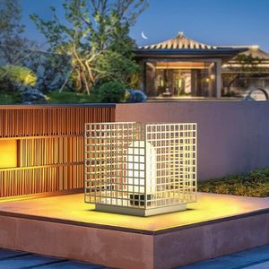 Luces de camino solares de paisaje de estilo chino, lámparas de pie cuadradas para patio exterior LED IP65, faros de columna <span class=keywords><strong>solar</strong></span> de alimentación de CA - Product Image 4