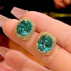 High End Eco-friendly Copper 13*18mm Green Zircon Pendant Earrings <b>Ring</b> <b>Set</b> Gold Plated Jewelry <b>Set</b> <b>Women</b> for Everyday Wear - Product Image 5