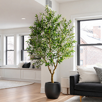 Arbre d'olivier artificiel de 7 pieds avec feuilles au toucher réel, en plastique écologique léger, pour décoration intérieure/extérieure, maison et bureau
