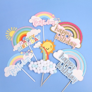 Décorations multicouches <span class=keywords><strong>en</strong></span> forme d'étoile, de pompon, de soleil, de nuage et d'<span class=keywords><strong>arc</strong></span>-<span class=keywords><strong>en</strong></span>-<span class=keywords><strong>ciel</strong></span> pour gâteaux d'<span class=keywords><strong>anniversaire</strong></span> - Product Image 1