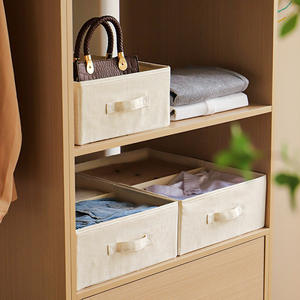 Boîte de rangement en coton et lin rectangulaire 30x44x20,5 cm, style tiroir, organiseur de vêtements, anti-humidité, avec compartiments, pour usage domestique - Product Image 5