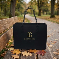 Sac fourre-tout en feutre noir avec logo personnalisé, sac cadeau de luxe pour hôtel, sac de shopping réutilisable, écologique, imperméable, sac à main, promotion hôtelière, marque