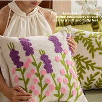 Coussin de dossier de canapé de salon en tissu avec fermeture éclair, motif brodé personnalisable style américain, plantes et fleurs