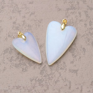 25*48 \ 20*38mm ciondolo cuore grande arcobaleno Fluorite occhio di tigre Lapis cristallo pietra naturale ciondolo cuore - Product Image 5