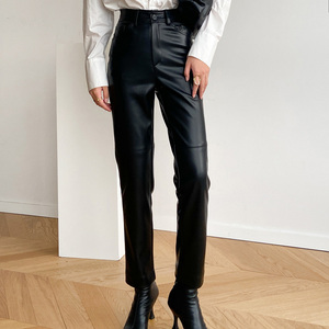 <span class=keywords><strong>Pantaloni</strong></span> <span class=keywords><strong>classici</strong></span> in pelle nera personalizzati da <span class=keywords><strong>donna</strong></span> <span class=keywords><strong>pantaloni</strong></span> in vera pelle di montone - Product Image 2