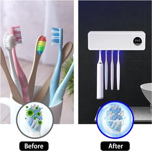 ที่วางแปรงสีฟันติดผนังสำหรับห้องน้ำ ที่ฆ่าเชื้อแปรงสีฟัน กาว 3M แข็งแรง ติดทนนาน ชาร์จได้ 5 ช่องสำหรับแปรงสีฟันทุกขนาด - Product Image 4