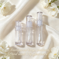 Tubes de gloss transparents de trois tailles différentes (3 ml, 1 ml, 7 ml), petits, moyens et grands, personnalisation possible, en stock, ABS