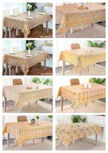 Beautiful Appearance Gold Stamping Rectangle <strong>Plastic</strong> <strong>Table</strong> <strong>Clothes</strong> for Weddings Decorations - Product Image 6