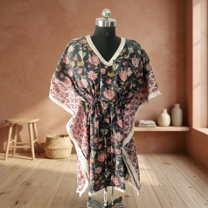 Vestido Kaftán Corto Africano Batik, Tallas Grandes, Algodón, Kimono, Diseño Floral, Venta Caliente 2026 - Product Image 3