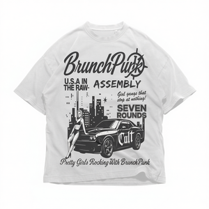 T-shirt BrunchPunk Oversize Unisex con Stampa Grafica City Look Vintage Estetica Skater - Product Image 2