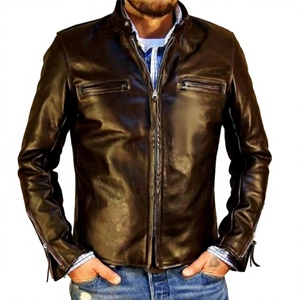 Veste de motard en cuir de mouton et toile authentique BS International NA188, col mandarin, imperméable, coupe-vent, décontractée, hiver, fermeture avant - Product Image 3