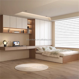 Custom Budget-Friendly Compact Bedroom Furniture Durable Solid Wood Bed <b>Desk</b> & Wardrobe Sets for <b>Small</b> Studio Apartments & Hotel - Product Image 3