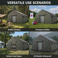 Tente gonflable imperméable à colonnes d'air, camouflage woodland, grand abri de camping pour 5+ personnes, PVC, pour événements extérieurs, urgence, installation rapide