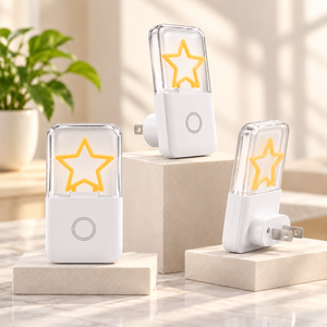 Veilleuse à brancher avec capteur, lampe LED étoile à économie d'énergie 0,5W, 3 niveaux de luminosité réglables pour chambre, couloir, escalier - Product Image 1