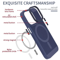 Coques de téléphone en métal PC avec protection d'appareil photo, maille magnétique perforée pour dissipation thermique, pour iPhone 13 14 15 16 17 Pro Max