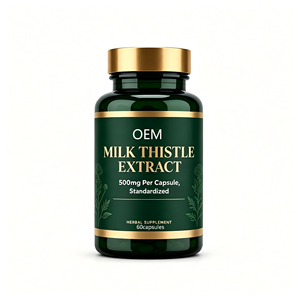 Extracto de Cardo Mariano OEM ODM, GMP Halal, 60 Cápsulas, 500 mg por Cápsula, Estandarizado al 80% de Silimarina - Product Image 1